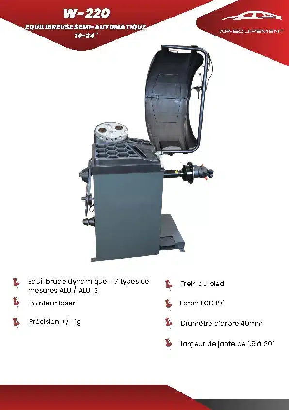 équilibreuse de roue KR équipement semi automatique W 220